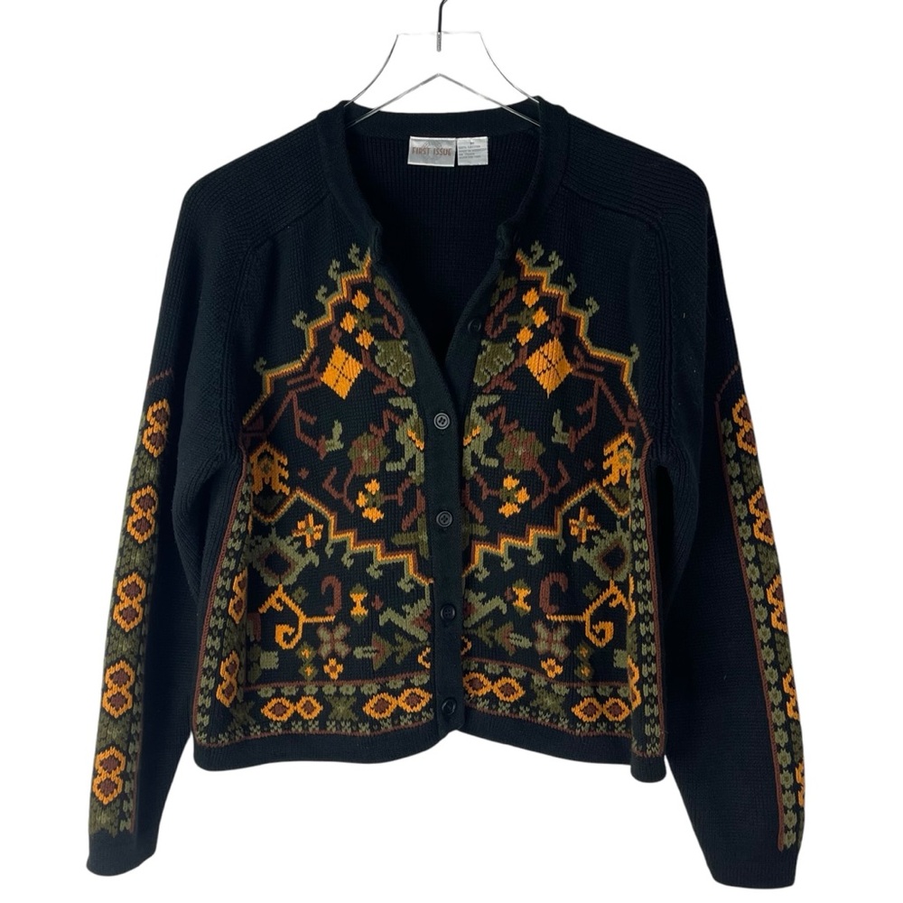 Sold🥀 Vintage Chunky Knit Wool Cardigan Sweater Size Medium Cozy Cottagecore